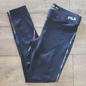 NWOT'S - FILA SPORT -Running Athletic Pants, Rainbow Color Stitching, Size Small
